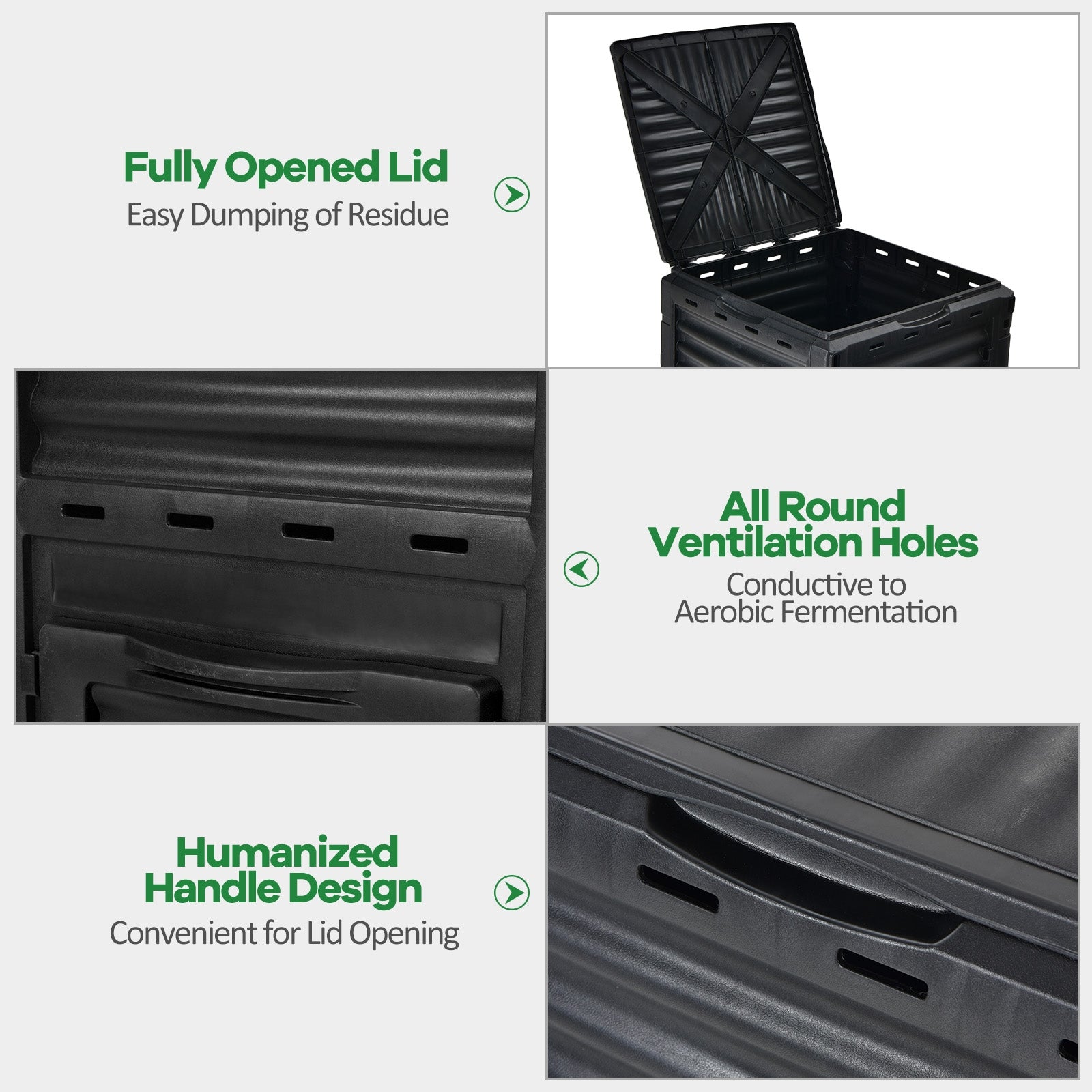 80-Gallon Outdoor Composter with Large Openable Lid and Bottom Exit Door, Black Garden Tools at Gallery Canada