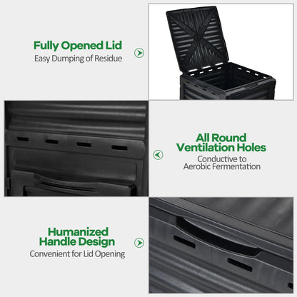 80-Gallon Outdoor Composter with Large Openable Lid and Bottom Exit Door, Black Garden Tools at Gallery Canada