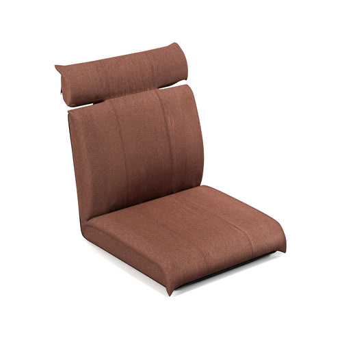 Folding Floor Chair, 14-Position Backrest, 5-Position Headrest, Brown
