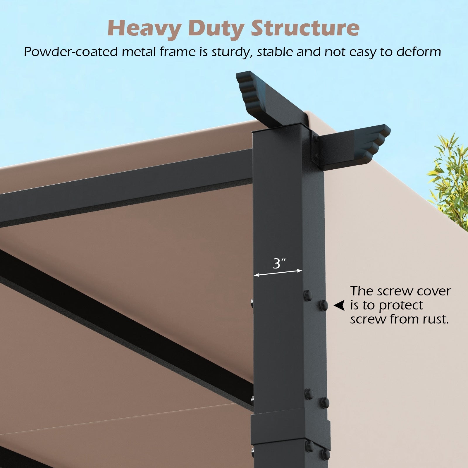 10 x 10 ft Flat Top Pergola with Retractable Canopy for Garden Pool Porch and Backyard, Beige Gazebos at Gallery Canada