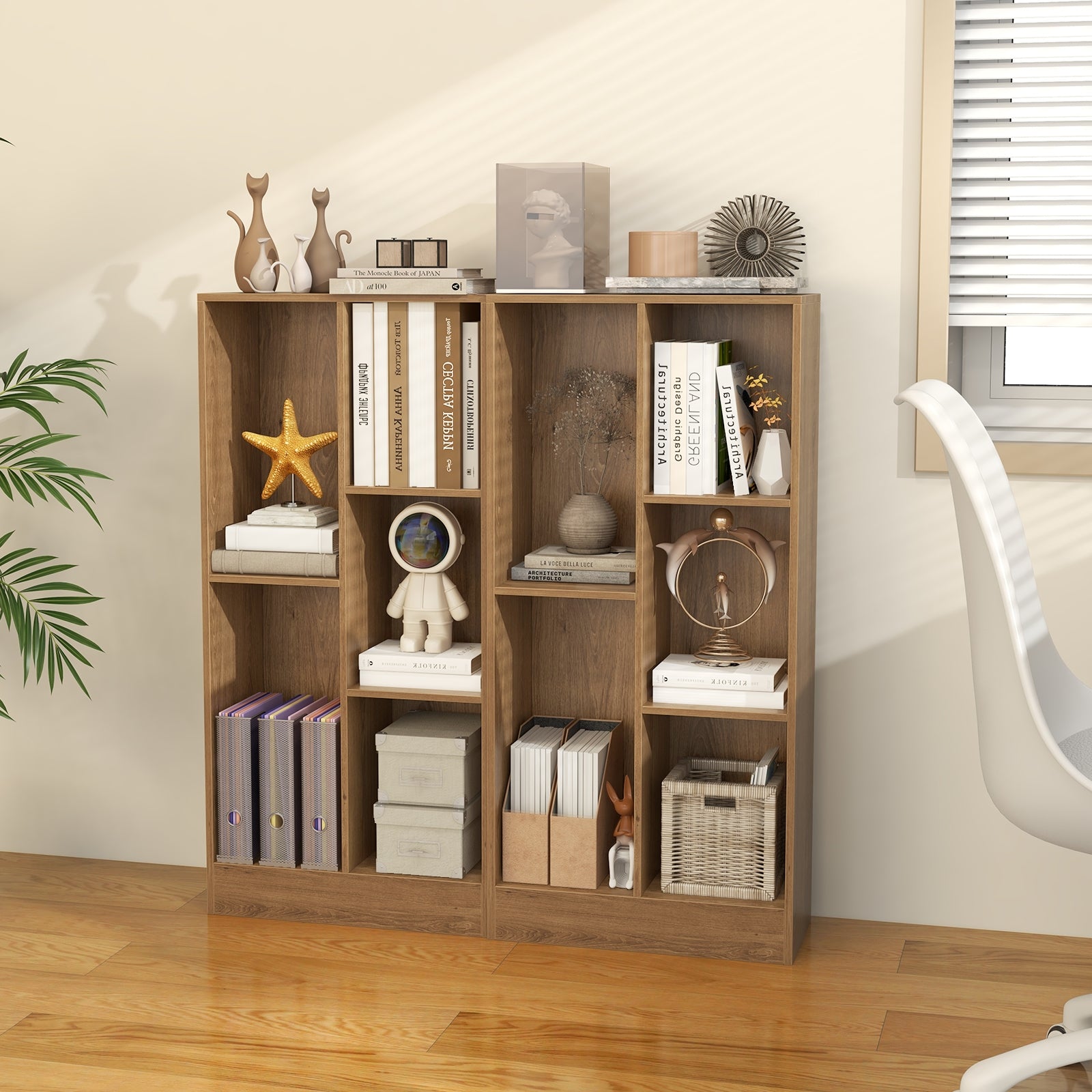 41 Inches 5-Cube Floor Bookcase with 2 Anti-Tipping Kits, Natural Bookcases at Gallery Canada