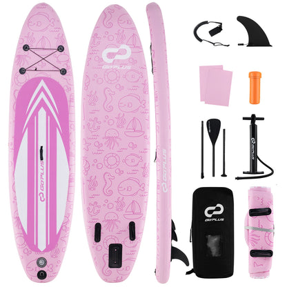 Planche à Paddle Gonflable Debout, 3 Ailerons, Sac à Dos, S
