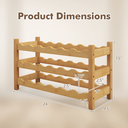 3-Tier Bamboo Freestanding Countertop Wine Bottle Organizer, Natural Wine Racks at Gallery Canada