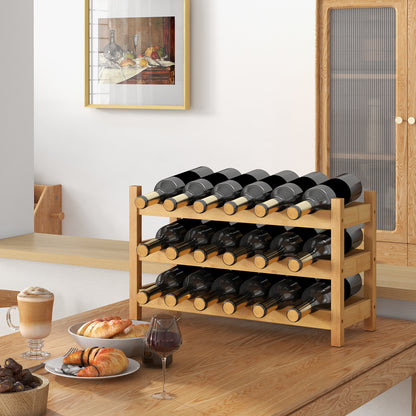 3-Tier Bamboo Freestanding Countertop Wine Bottle Organizer, Natural Wine Racks at Gallery Canada
