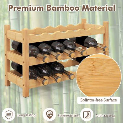 3-Tier Bamboo Freestanding Countertop Wine Bottle Organizer, Natural Wine Racks at Gallery Canada