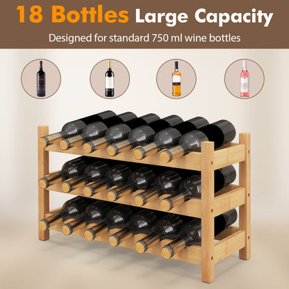 3-Tier Bamboo Freestanding Countertop Wine Bottle Organizer, Natural Wine Racks at Gallery Canada