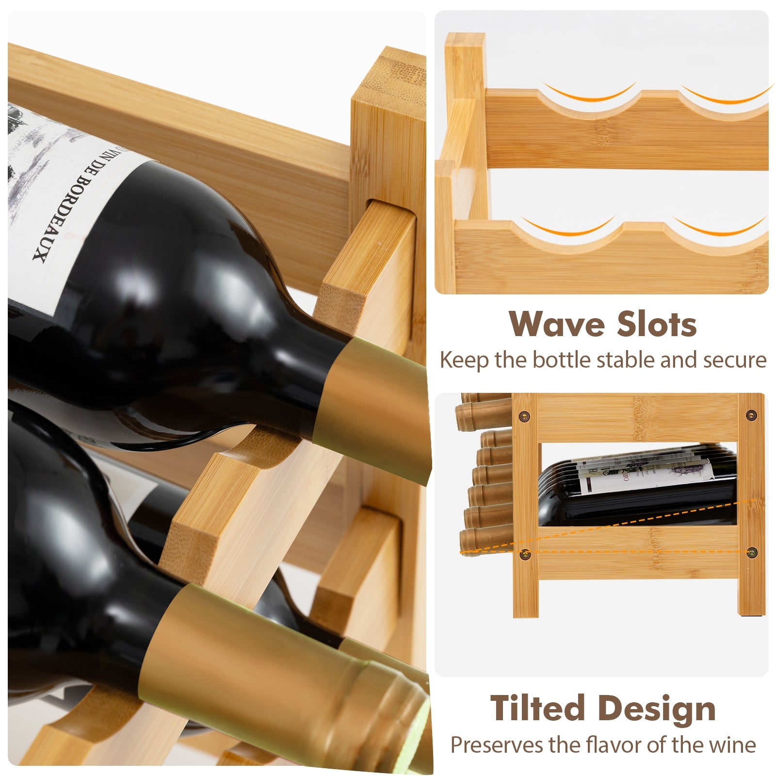 3-Tier Bamboo Freestanding Countertop Wine Bottle Organizer, Natural Wine Racks at Gallery Canada