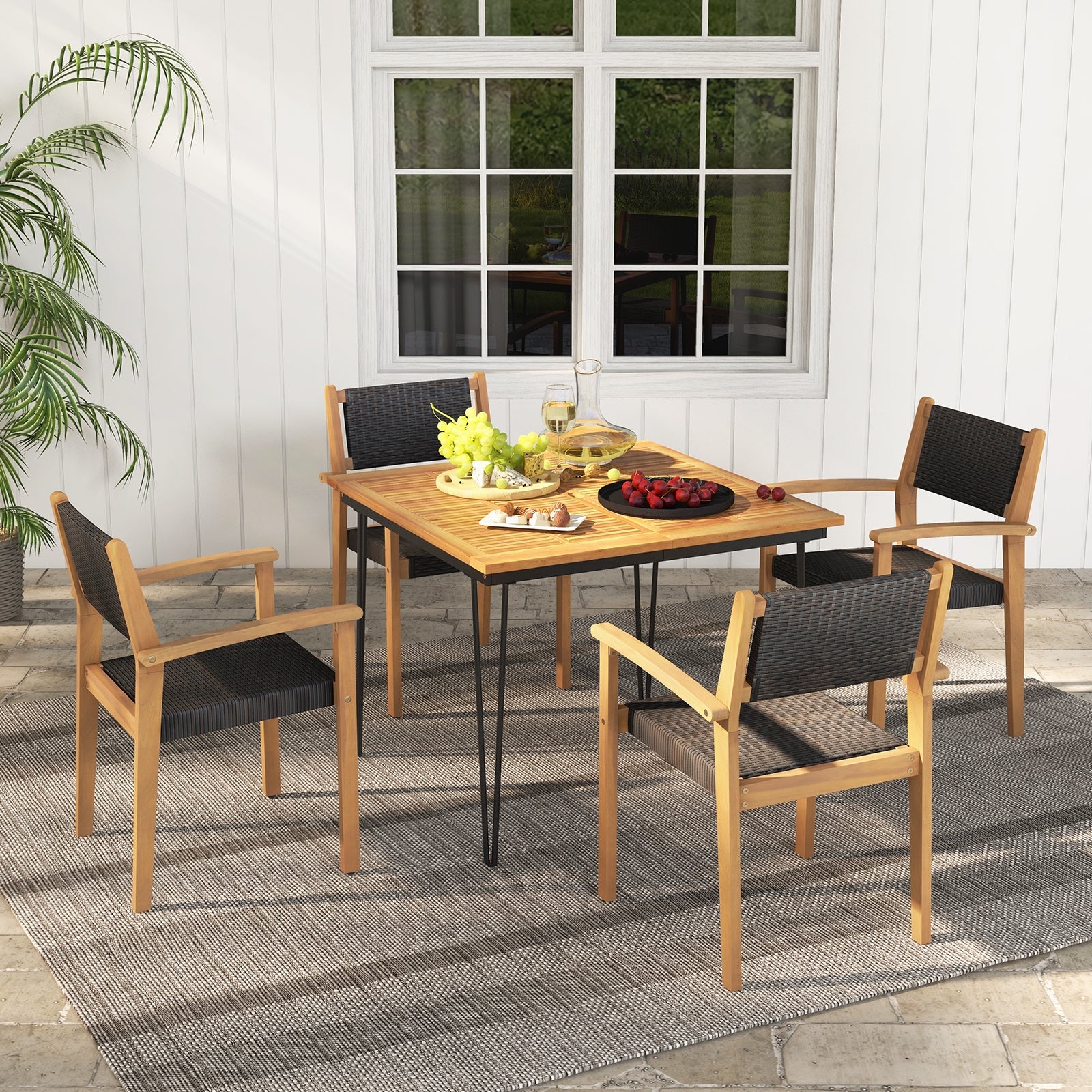 Set of 2 Stackable Outdoor Wicker Dining Chair, Natural Dining Chairs at Gallery Canada