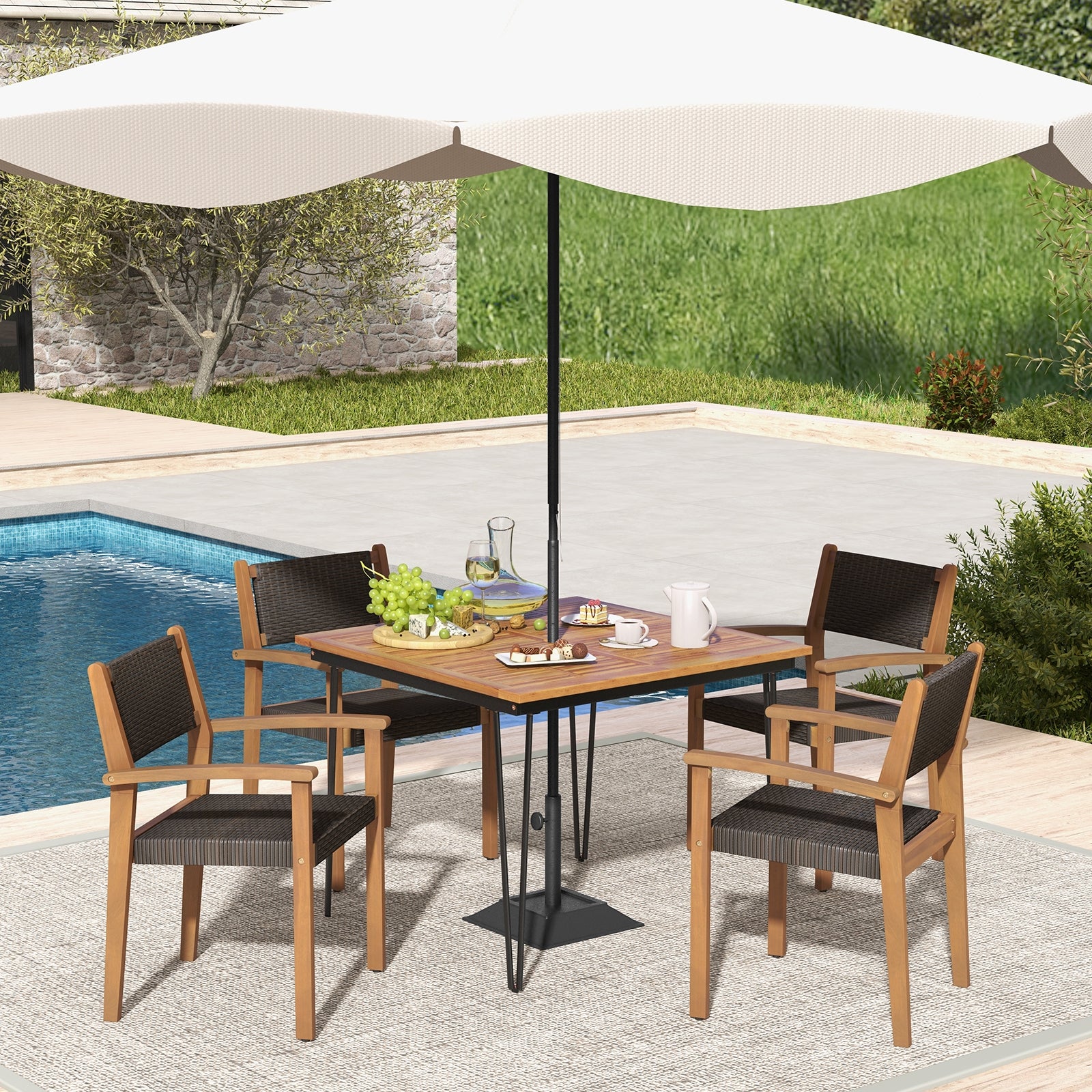 Set of 2 Stackable Outdoor Wicker Dining Chair, Natural Dining Chairs at Gallery Canada