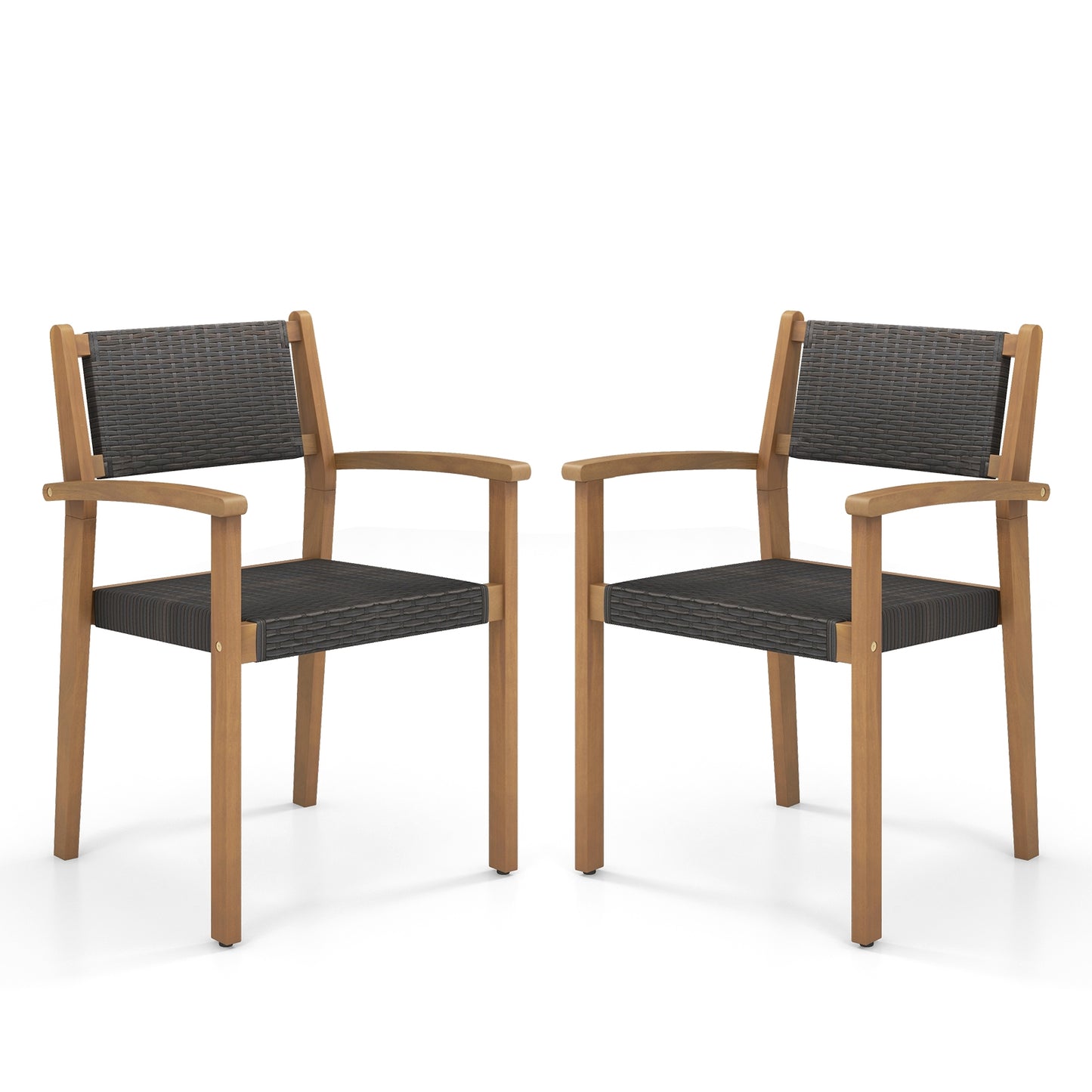 Set of 2 Stackable Outdoor Wicker Dining Chair, Natural Dining Chairs at Gallery Canada