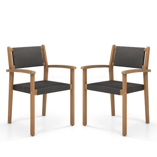 Set Of 2 Stackable Outdoor Wicker Dining Chairs, Natural Dining Chairs Natural at Gallery Canada