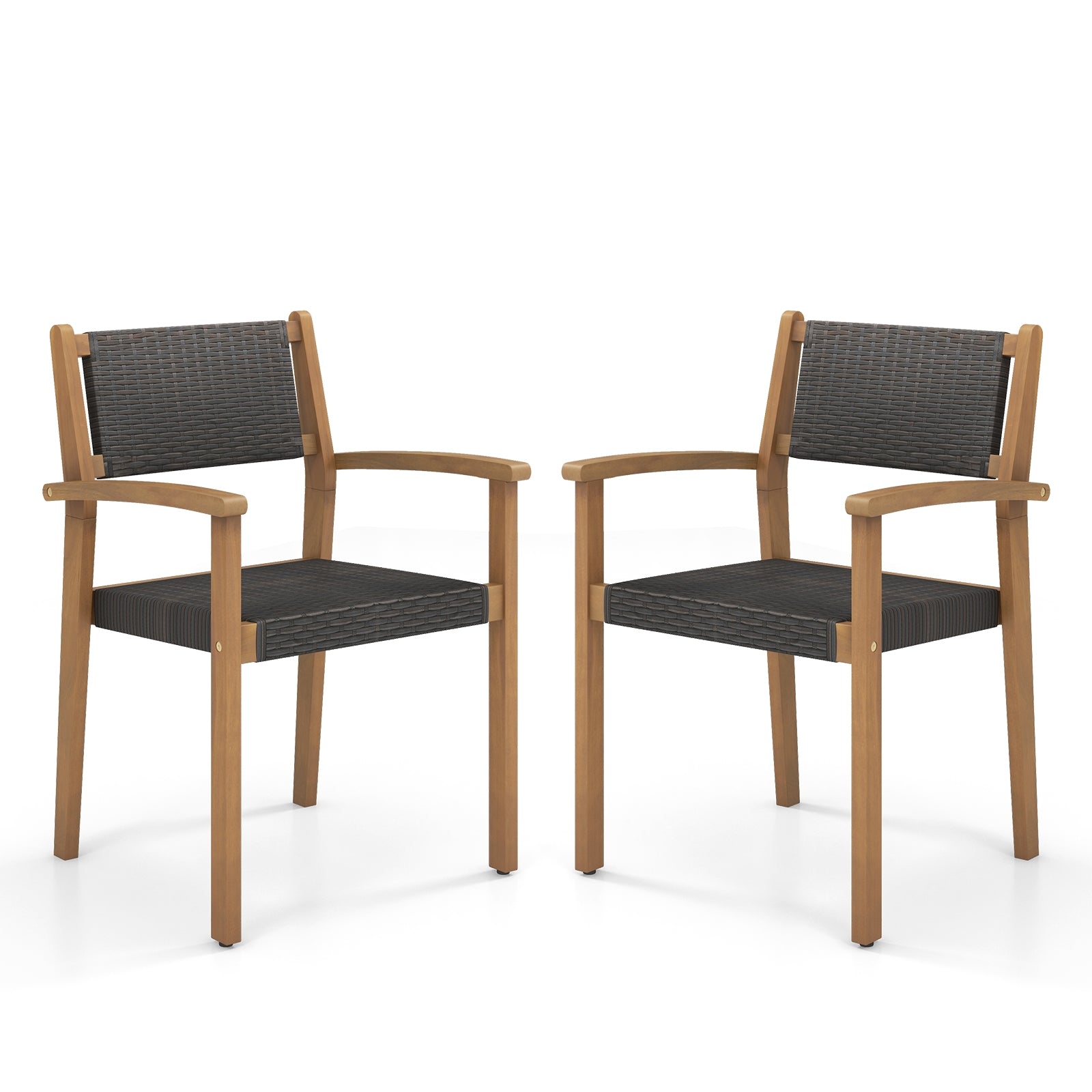 Set of 2 Stackable Outdoor Wicker Dining Chair, Natural Dining Chairs Natural at Gallery Canada