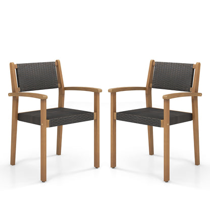 Set of 2 Stackable Outdoor Wicker Dining Chair, Natural Dining Chairs Natural at Gallery Canada