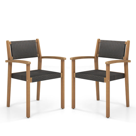Set of 2 Stackable Outdoor Wicker Dining Chair, Natural Dining Chairs Natural at Gallery Canada