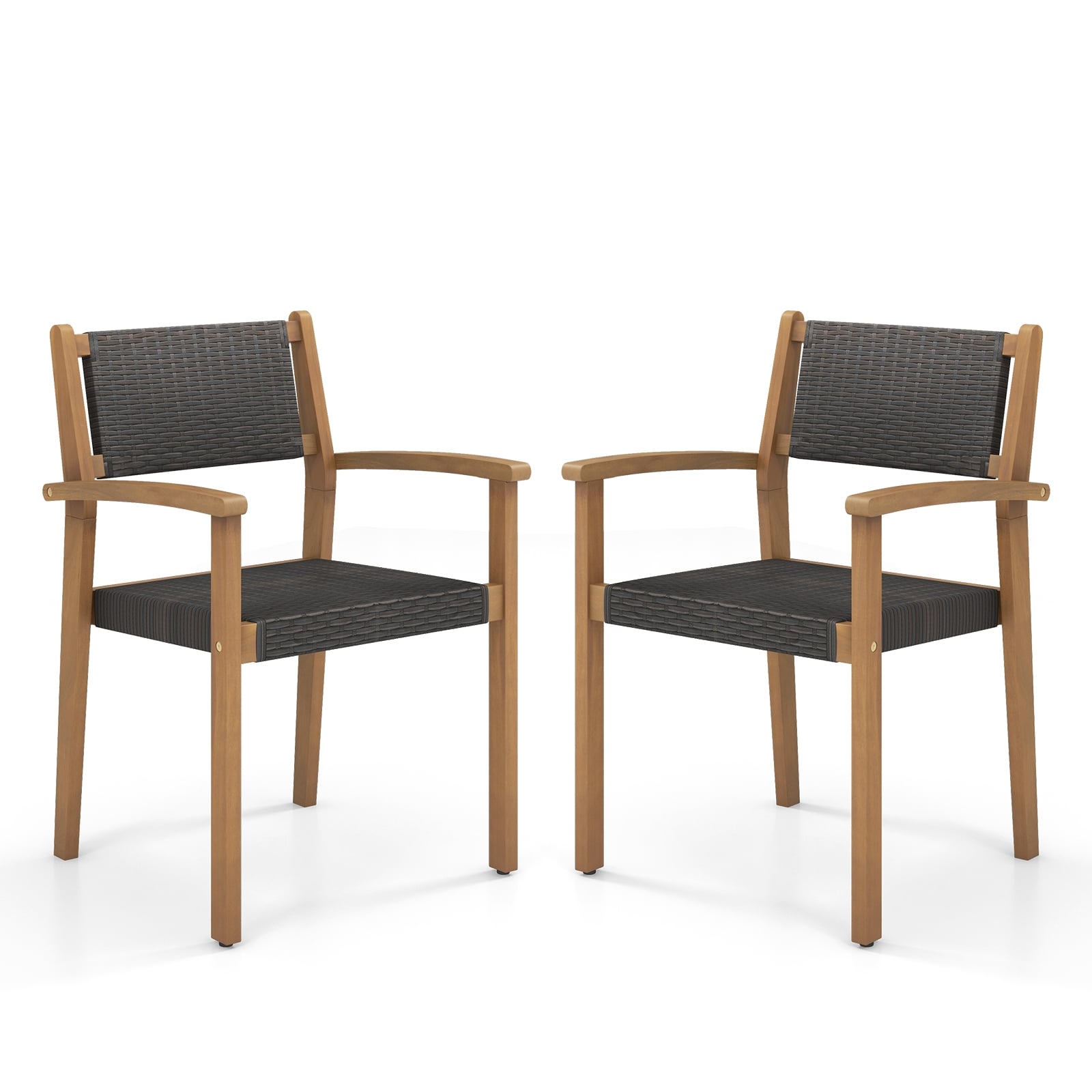 Set Of 2 Stackable Outdoor Wicker Dining Chairs, Natural Dining Chairs at Gallery Canada