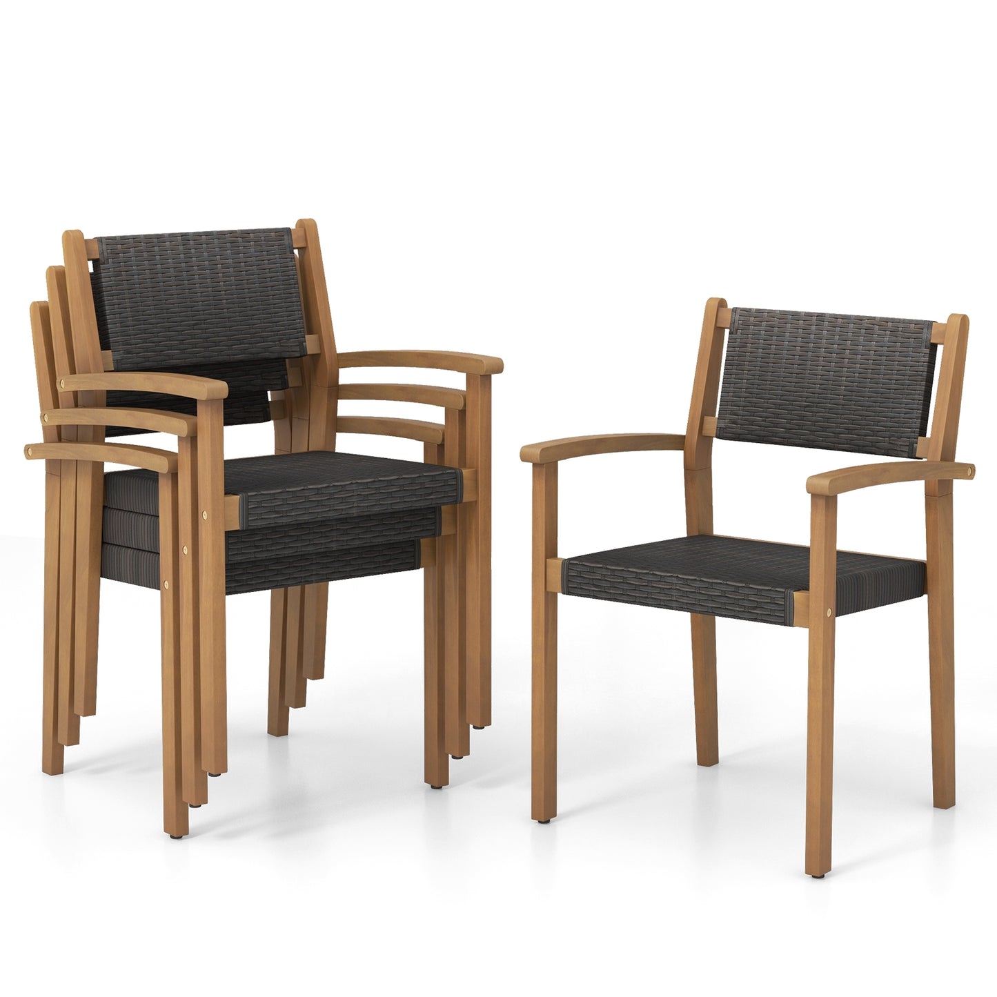 Set of 2 Stackable Outdoor Wicker Dining Chair, Natural Dining Chairs at Gallery Canada