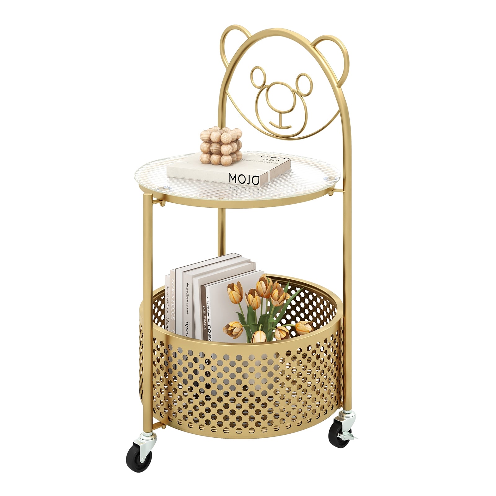 Modern Sofa Side Table On Lockable Wheels, Golden End & Side Tables Golden at Gallery Canada
