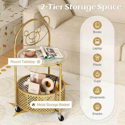 Modern Sofa Side Table on Lockable Wheels for Living Room Bedroom Study, Golden End & Side Tables at Gallery Canada