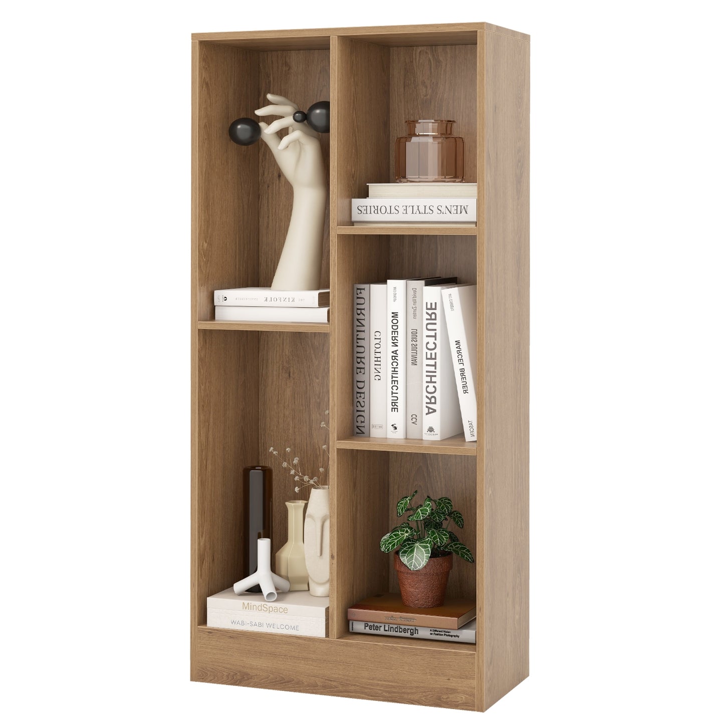 41 Inches 5-Cube Floor Bookcase with 2 Anti-Tipping Kits, Natural Bookcases at Gallery Canada