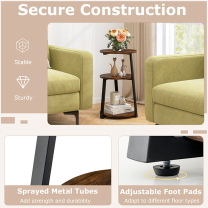 3-Tier Accent Round Side Table with Metal Frame-Set of 2, Rustic Brown End & Side Tables at Gallery Canada