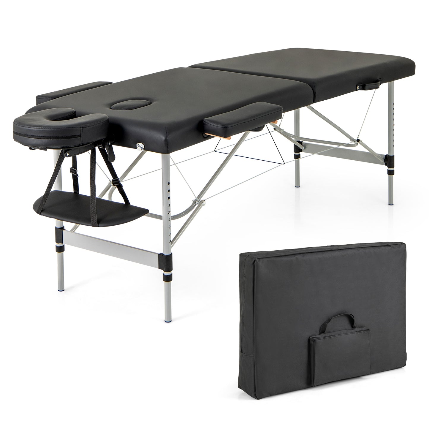 84 Inches Professional Massage Lash Bed with Carrying Bag, Black Spa & Salon Black at Gallery Canada