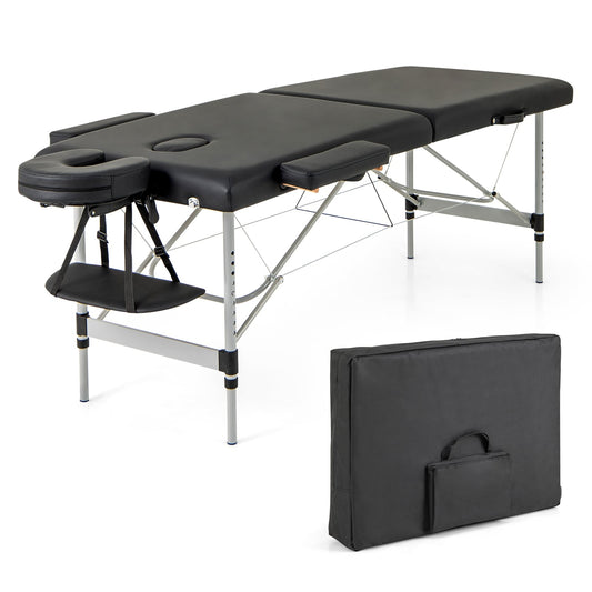 Professional Massage Lash Bed, 84 Inches, With Carrying Bag, Black