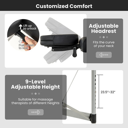 84 Inches Professional Massage Lash Bed with Carrying Bag, Black Spa & Salon at Gallery Canada