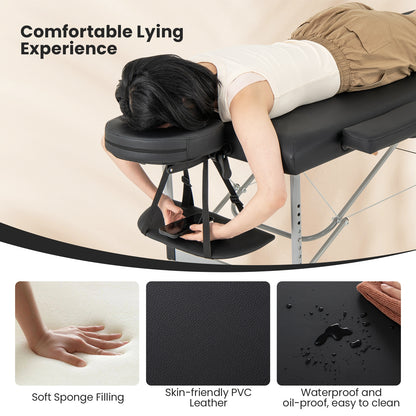 84 Inches Professional Massage Lash Bed with Carrying Bag, Black Spa & Salon at Gallery Canada