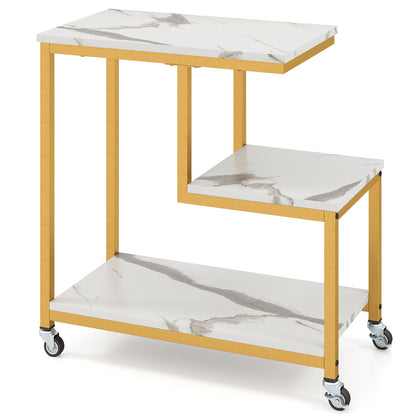 G-Shaped Side Table, 3-Tier Mobile End Table With Open Shelves, White End & Side Tables at Gallery Canada
