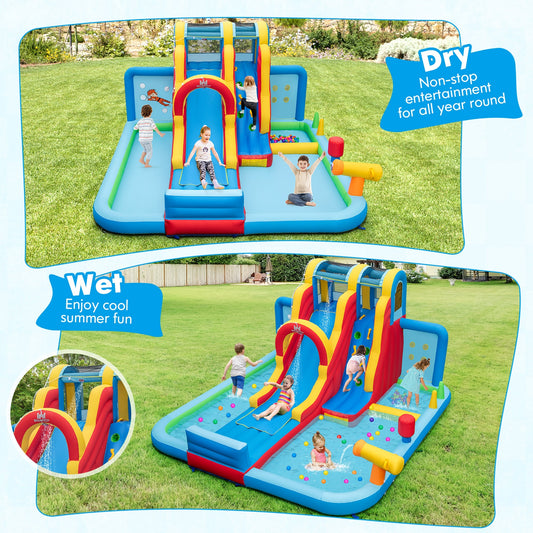 Inflatable Water Slide Park, Long Slide, Splash Pools, Ball Pit, Multicolor Bounce House Multicolor at Gallery Canada