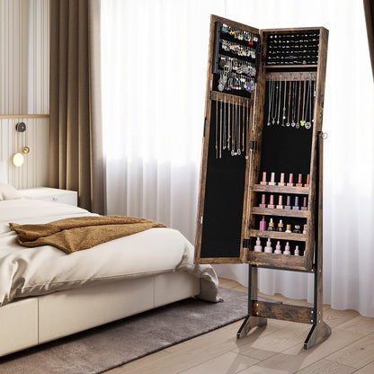 Mirrored Standing Jewelry Cabinet Storage Box, Brown Jewelry Armoires at Gallery Canada