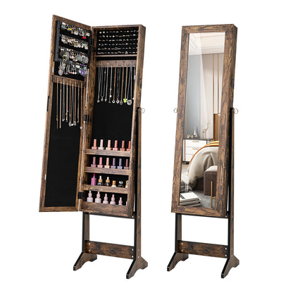 Mirrored Standing Jewelry Cabinet, Brown Jewelry Armoires Brown at Gallery Canada