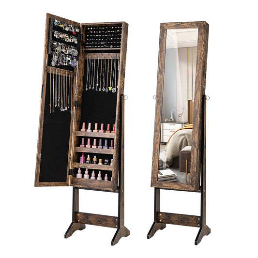 Mirrored Standing Jewelry Cabinet Storage Box, Brown Jewelry Armoires Brown at Gallery Canada