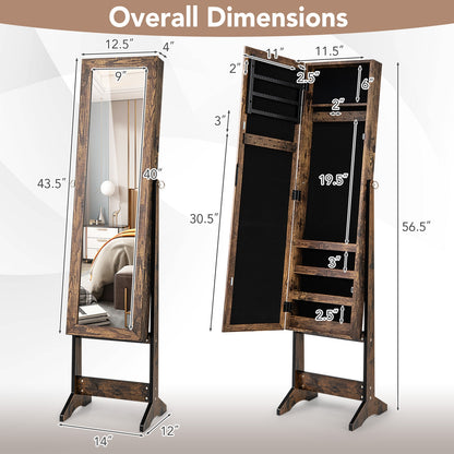 Mirrored Standing Jewelry Cabinet Storage Box, Brown Jewelry Armoires at Gallery Canada