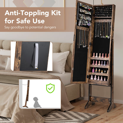 Mirrored Standing Jewelry Cabinet Storage Box, Brown Jewelry Armoires at Gallery Canada