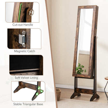 Mirrored Standing Jewelry Cabinet Storage Box, Brown Jewelry Armoires at Gallery Canada