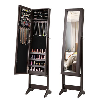 Armoire à Bijoux Debout Miroirée, Brun Rustique