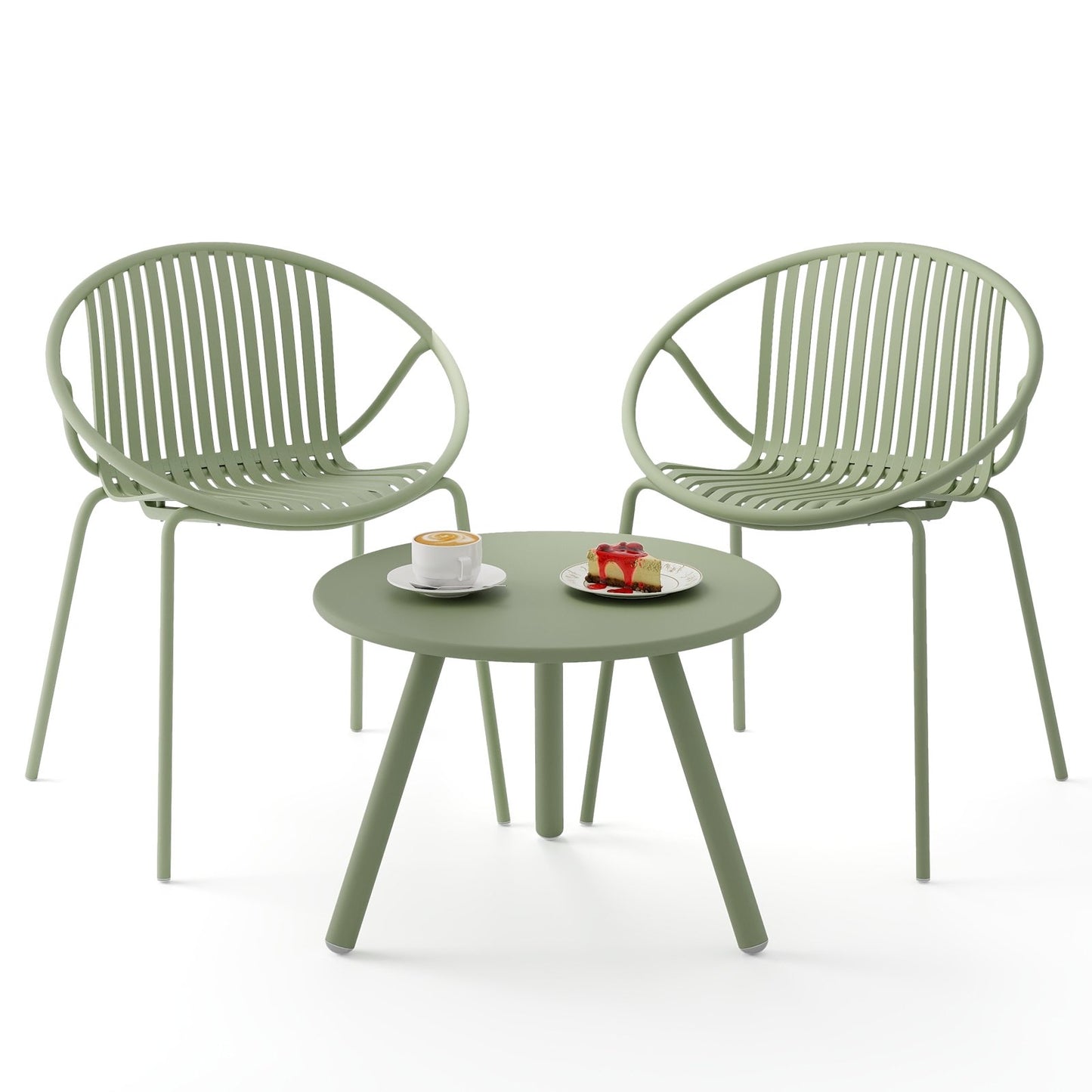 All Weather PP Patio Conversation Set with Round Coffee table and 2 Chairs, Green Patio Conversation Sets at Gallery Canada