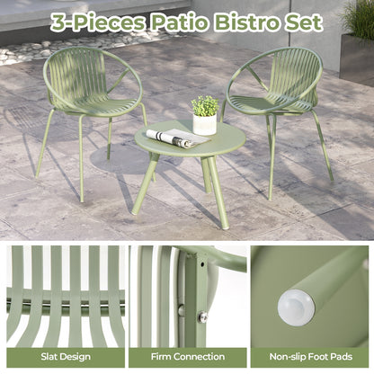 All Weather PP Patio Conversation Set with Round Coffee table and 2 Chairs, Green Patio Conversation Sets at Gallery Canada