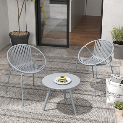 All Weather PP Patio Conversation Set with Round Coffee table and 2 Chairs, Gray Patio Conversation Sets at Gallery Canada