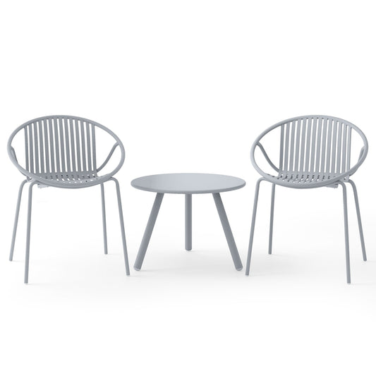 All Weather PP Patio Conversation Set, Round Coffee Table, 2 Chairs, Gray Patio Conversation Sets Gray at Gallery Canada