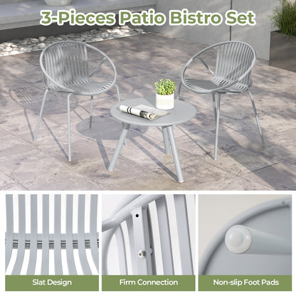 All Weather PP Patio Conversation Set with Round Coffee table and 2 Chairs, Gray Patio Conversation Sets at Gallery Canada
