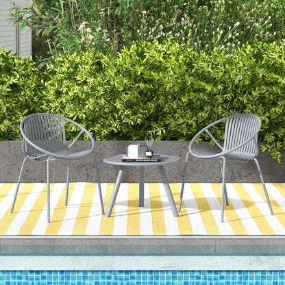 All Weather PP Patio Conversation Set with Round Coffee table and 2 Chairs, Gray Patio Conversation Sets at Gallery Canada