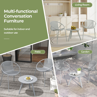 All Weather PP Patio Conversation Set with Round Coffee table and 2 Chairs, Gray Patio Conversation Sets at Gallery Canada