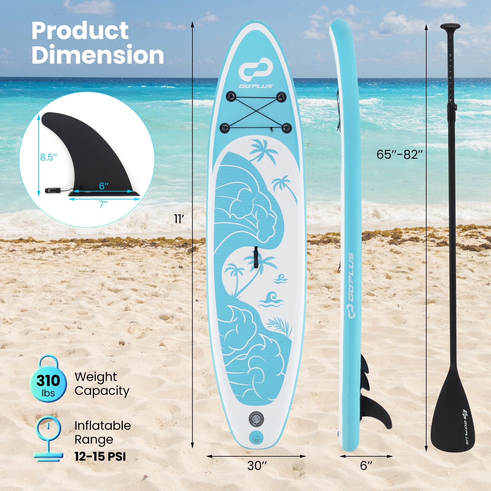10/11 Feet Inflatable Stand Up Paddle Board with Premium SUP Accessories-L Water Sports at Gallery Canada