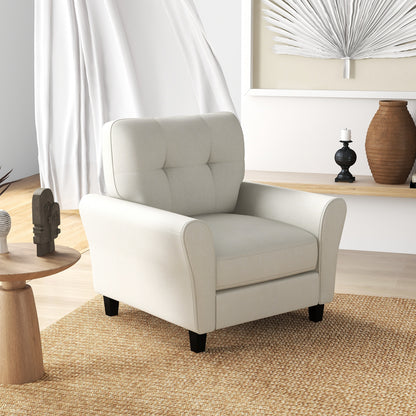 Modern Upholstered Accent Chair with Rubber Wood Legs, Beige Accent Chairs at Gallery Canada