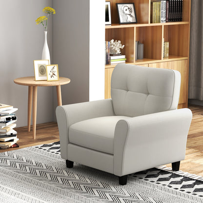 Modern Upholstered Accent Chair with Rubber Wood Legs, Beige Accent Chairs at Gallery Canada