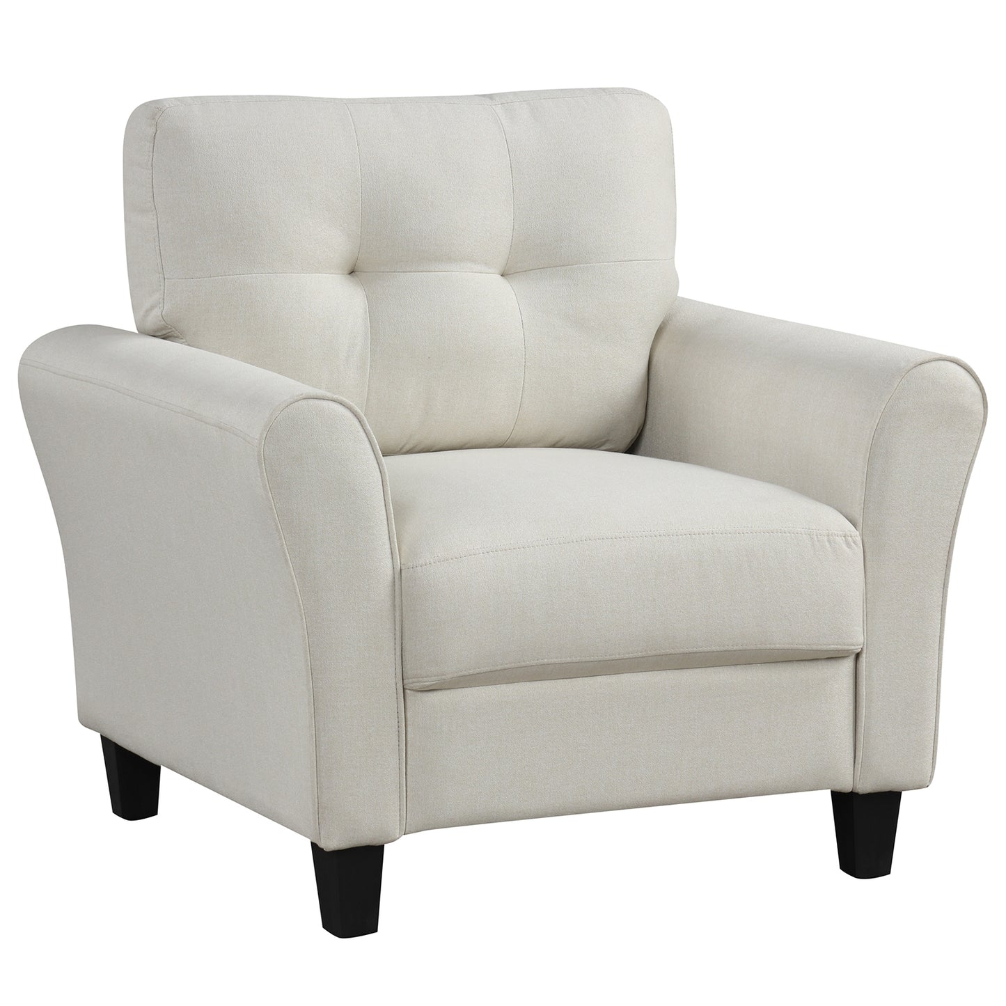 Modern Upholstered Accent Chair with Rubber Wood Legs, Beige Accent Chairs at Gallery Canada