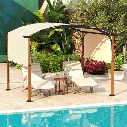 10 x 12 FT Outdoor Retractable Pergola with Retractable Canopy for Patio, Beige Gazebos at Gallery Canada
