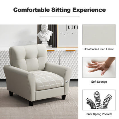 Modern Upholstered Accent Chair with Rubber Wood Legs, Beige Accent Chairs at Gallery Canada